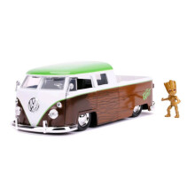 1963 Volkswagen Bus Pickup Truck with Groot Diecast Figurine Guardians of the Galaxy Marvel Series 1/24 Diecast Model Car by Jada 31202