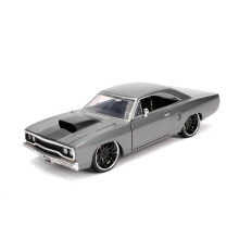 Jada Dom\'s Plymouth Road Runner Metallic Gray with Black Hood Stripe \Fast & Furious\" Movie 1/24 Diecast Model Car by Jada"