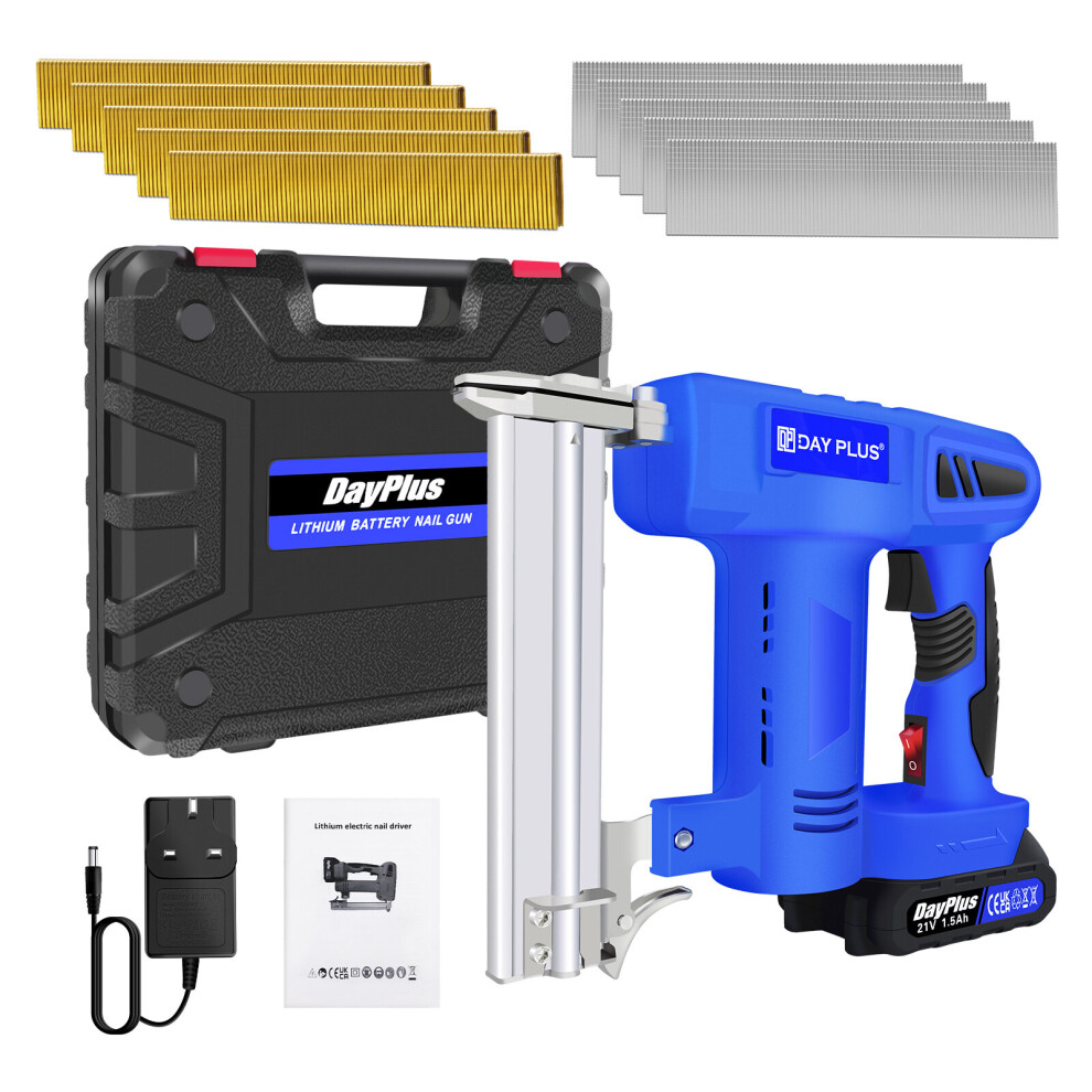 Cordless Staple Gun 2 in 1 Brad Nailer Stapler 21V Cordless Staple Gun With Carry Case 500 Staples and Nails 1500Mah Li-ion Battery