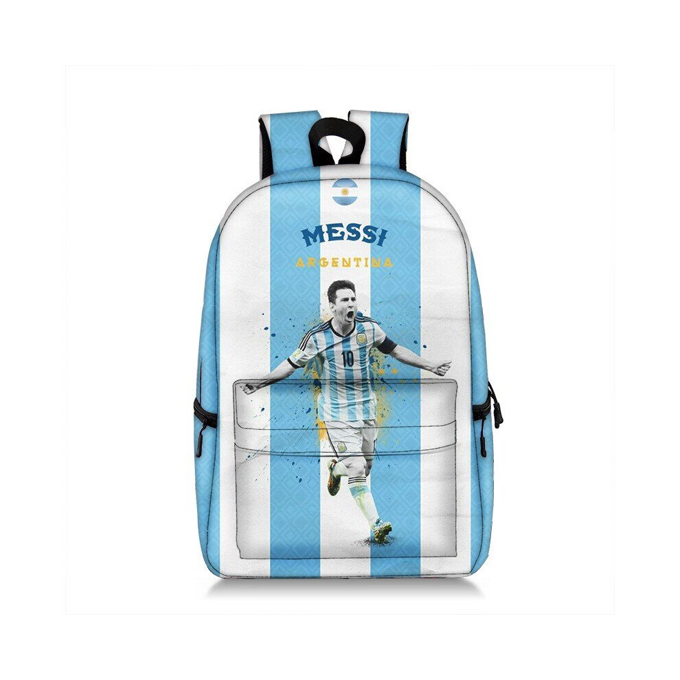 (Messi Logo) Argentina Messi Backpack School France Mbappe Bag Football Kit Blue