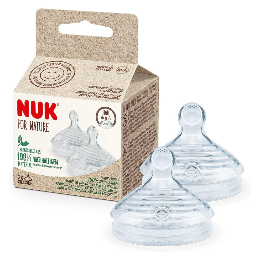 Baby Bottle Teat Nuk For Nature BPA-Free Silicone Medium Feed 2 Pack