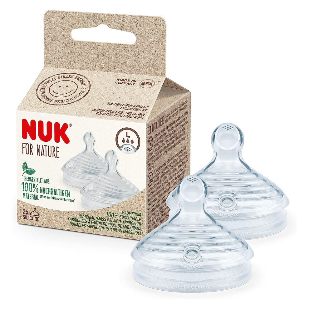 Baby Bottle Teat Nuk For Nature BPA-Free Silicone Large Feed Pack Of 2