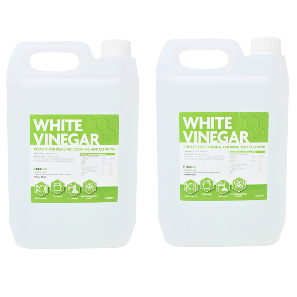 Hexeal (10L) Vinegar | Food Grade Suitable For Cleaning, Baking, Cooking And Pickling | 500Ml - 25L White