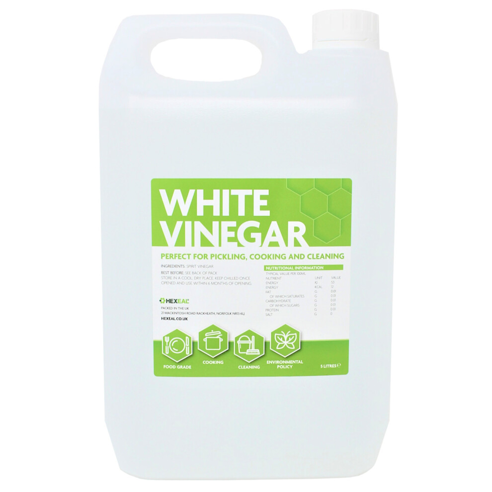 Hexeal (5L) Vinegar | Food Grade Suitable For Cleaning, Baking, Cooking And Pickling | 500Ml - 25L White