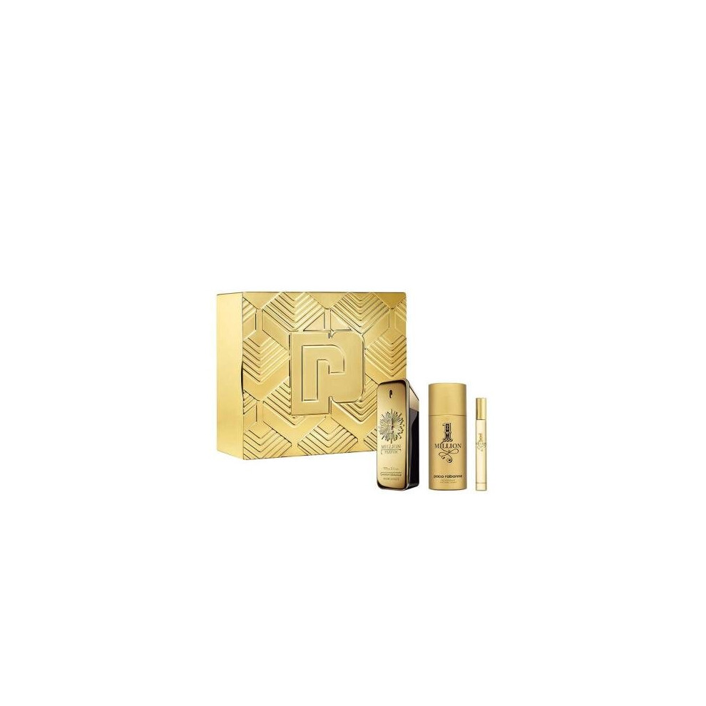 Paco Rabanne One Million Parfum 3 Pcs Set For Men: 3.4 Parfum + 5.1 Deodorant Spray + 0.34 Parfum