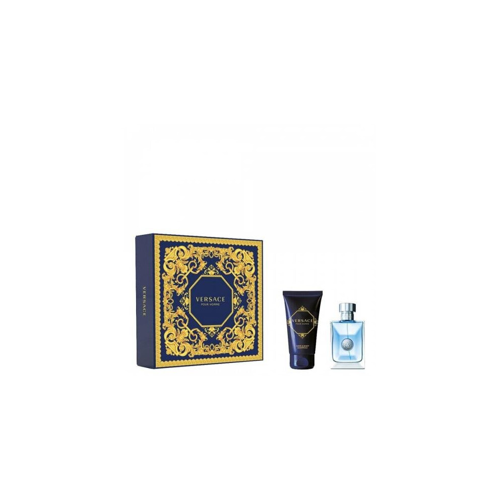 Versace Pour Homme 2 Pcs Set: 1 Oz Eau De Toilette Spray +1.7 Hair & Body Shampoo (Hard)