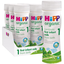 HiPP Organic 1 First Infant Milk Ready-to-Feed Formula From Birth 200ml x6 - Gentle Whey-based DHA Climate Positive