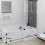 Complete Bathroom Suite Black 1700 L Shape RH Bath Screen Vanity WC Shower Taps 2