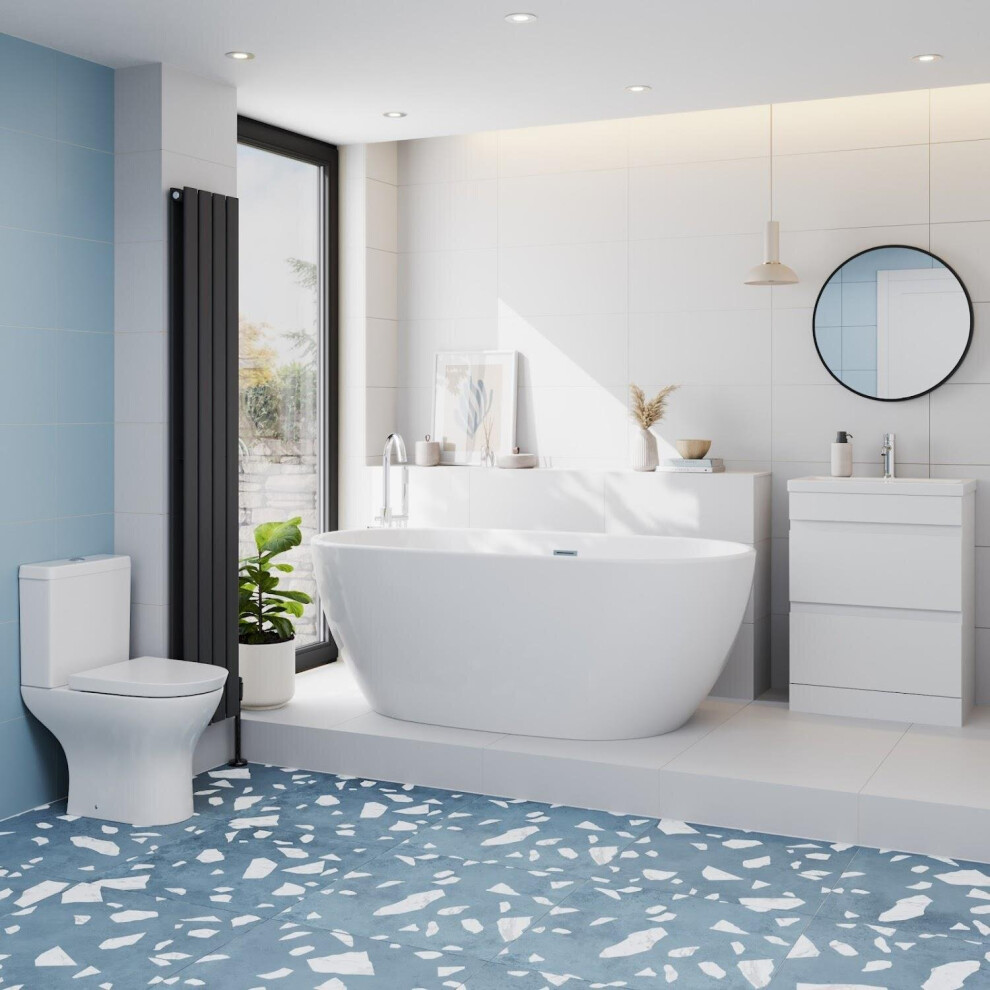 Ceramica Bathroom Suite 1500Mm Freestanding Bath Toilet Wc Basin Vanity Unit 5056696007897