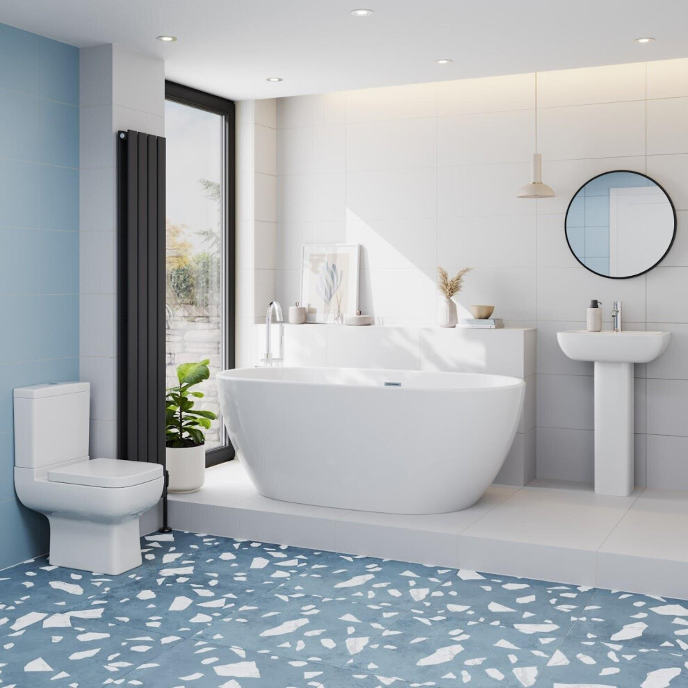 Affine Bathroom Suite 1500Mm Freestanding Bath Toilet Wc Basin Full Pedestal 5056696007873