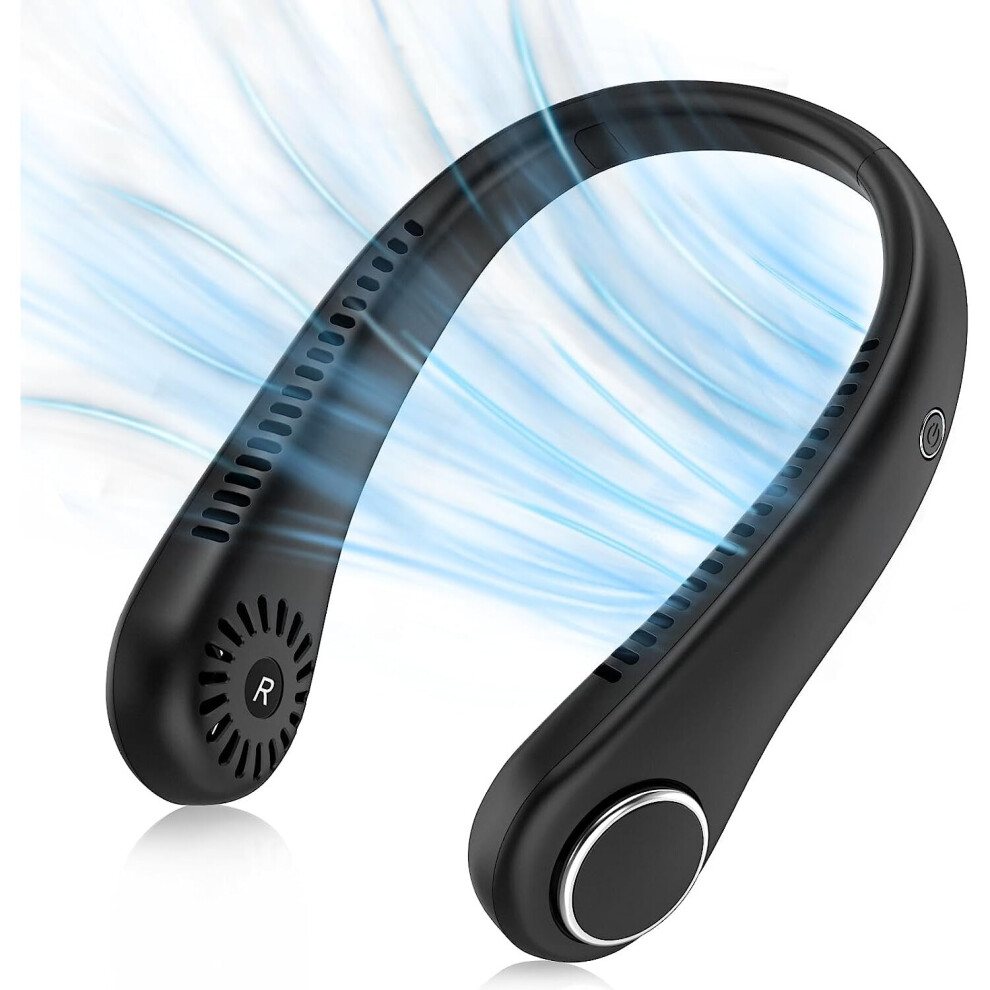 Neck Fans Rechargeable,3 Speed Hanging Bladeless Fan,Soft Neckband,360° Airflow Cooling,USB Powered Hands Free Mini Fan Men Women Sports,Black