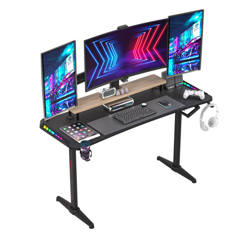 160cm Gaming Computer Desk RGB LED Racing Table Home Height Adjustable on OnBuy