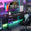 Ergonomic Gaming Desk with Shelf Led Lights Computer Workstation Table 7