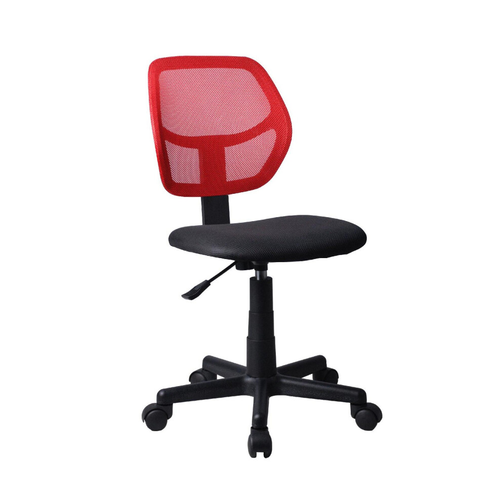 (Red) Desk Office PC Computer Mesh Armless Chair Height Adjustable Swivel With Wheels