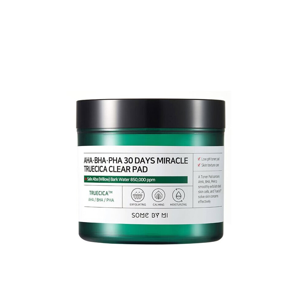 30 Days Miracle Truecica Exfoliating Clear Pad Acne Treatment Wipes 70pcs | AHA-BHA-PHA Exfoliation, Acne & Pore Treatment, Skin Renewal