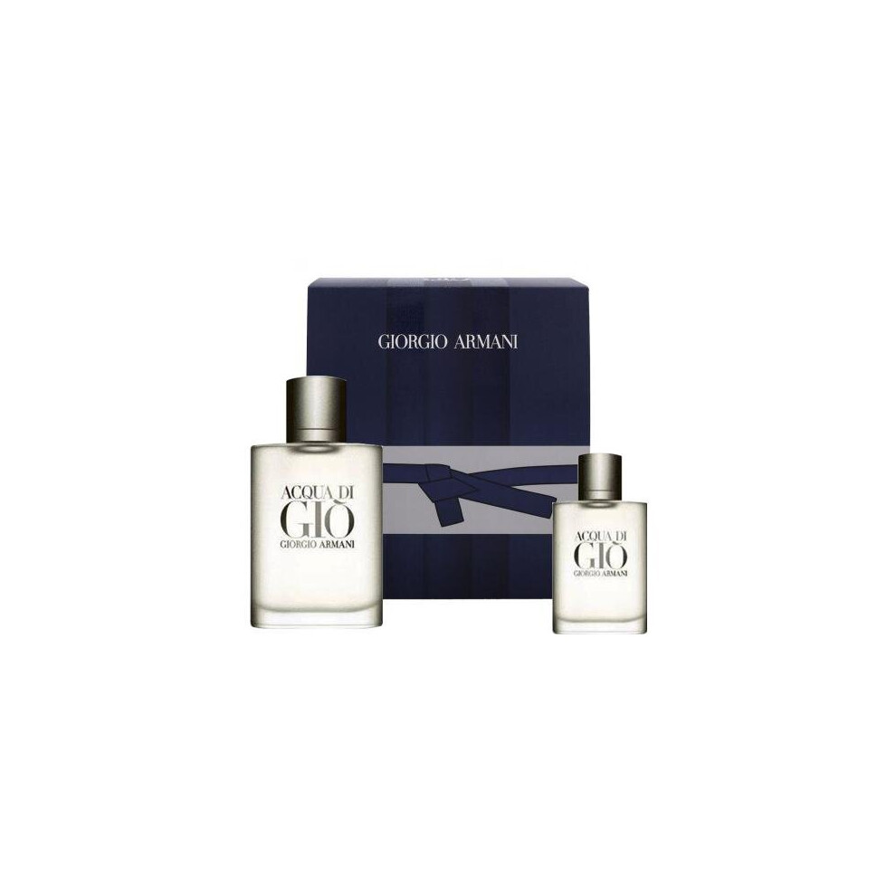 Acqua Di Gio 2 Pcs Set For Men: 3.4 Eau De Toilette Spray+ 1 Oz Eau De Toilette Spray (Hard)