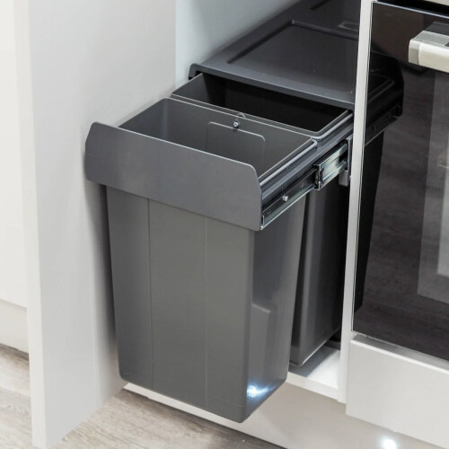 Grey Integrated Pull Out Kitchen Waste & Recycling Bin for 300mm 1
