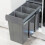 Grey Integrated Pull Out Kitchen Waste & Recycling Bin for 300mm 1