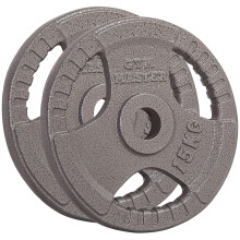 (2 x 15 kg) GYM MASTER Pair Olympic Weight Plates 2" Cast Iron 3 Grip Rim 1.25-20KG