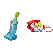 Fisher-Price FNR97 Laugh Light-up Learning Vacuum, Baby and Toddler Push Toy, Multicolour & Chatter Telephone, infant and toddler pull toy