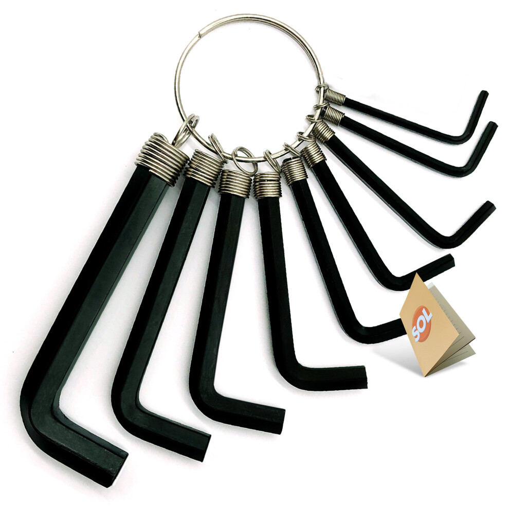 9 Hex Keys Set Allen Wrenches Imperial Metric 2-8mm + Keyring Holder