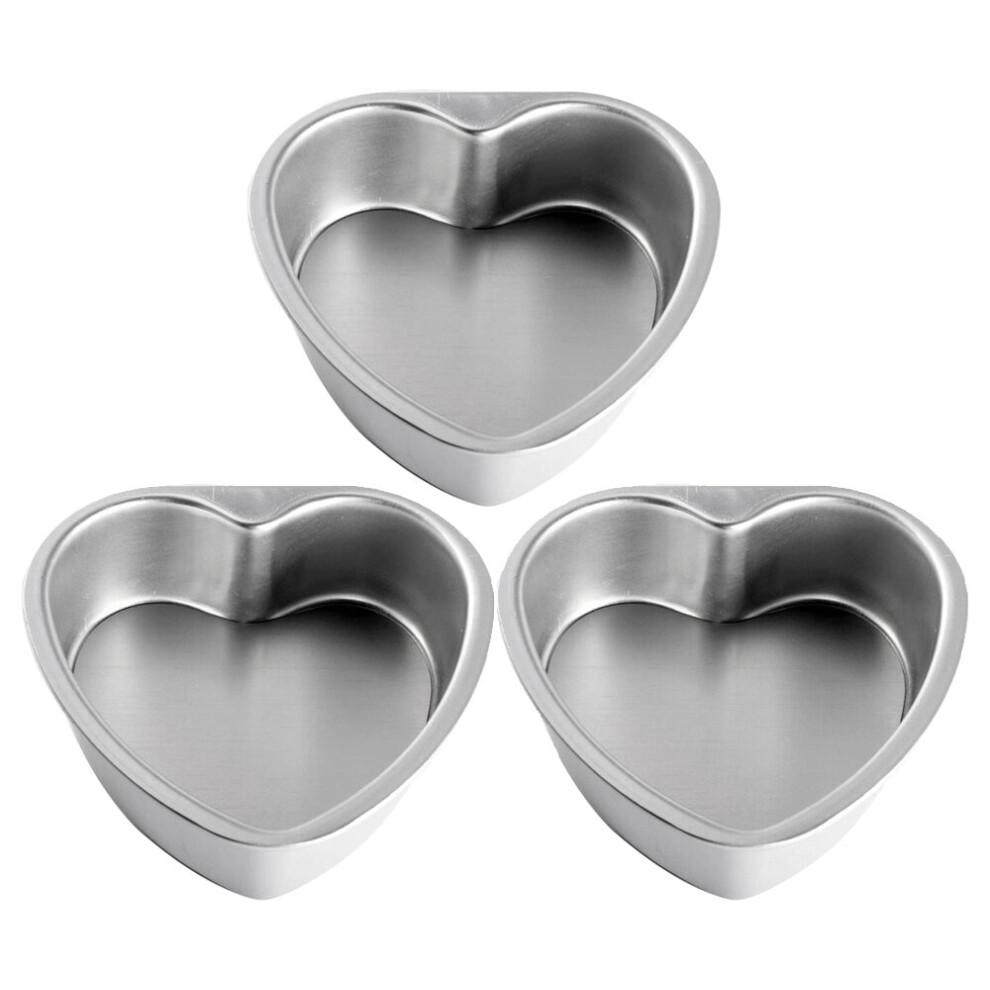 Aluminum Heart Shaped Non-Stick Cake Pan Set Diy Baking Mold Tool with Removable Bottom - 4 Inch