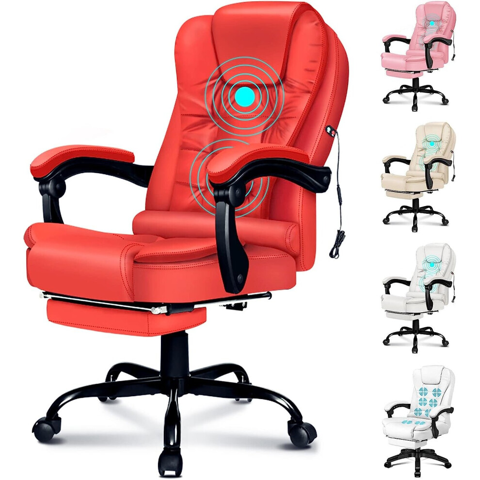 ELFORDSON Massage Office Chair Executive Gaming Seat PU Leather Red