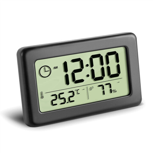 LED Digital Clock Electronic Digital Screen Desktop Clock Office Backlight Snooze Data Calendar Clocks -Black 2