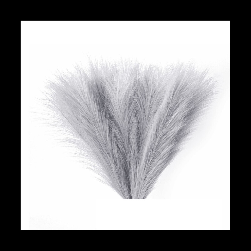 Faux Pampas Grass,18In/45Cm Artificial Pampas Grass Fluffy 5 Stem Pompous Grass Flower Arrangement for (Grey)