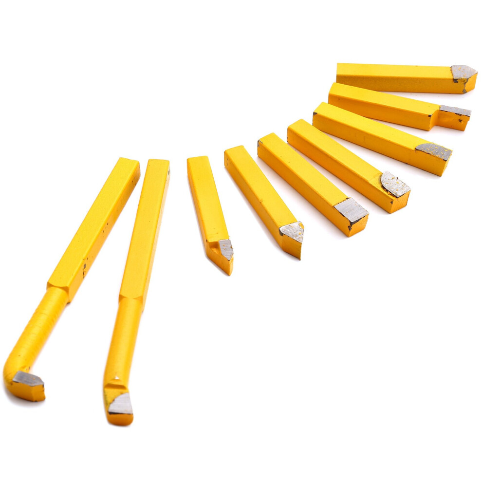 9Pcs/Set Yw1 Carbide Brazed Tip Tipped Lathe Cutter Tools 8X8mm Shank High Hardness Turning Milling Welding Bit 4764074108920