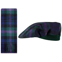 Lambswool Flat Cap and Scarf Set Baird Modern Tartan One Size Elasticated Band Men Women Comfort Fit Scottish Gifts for Women Men's Accessories