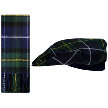 Lambswool Flat Cap and Scarf Set MacNeil Of Barra Modern Tartan Elasticated Band Men Women Comfort Fit Scottish Gifts for Women Men's Accessories