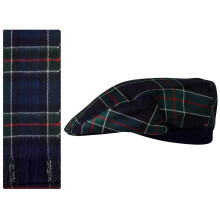 Lambswool Flat Cap and Scarf Set Colquhoun Modern Tartan One Size Elasticated Band Men Women Comfort Fit Scottish Gifts for Women Men's Accessories
