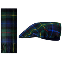 Lambswool Flat Cap and Scarf Set Smith Modern Tartan One Size Elasticated Band Men Women Comfort Fit Scottish Gifts for Women Men's Accessories