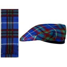 Lambswool Flat Cap and Scarf Set Edinburgh Tartan One Size Elasticated Band Men Women Comfort Fit Scottish Gifts for Women Men's Accessories