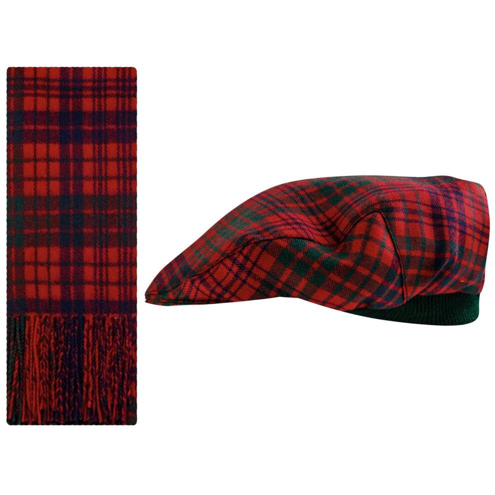 Lambswool Flat Cap and Scarf Set Ross Red Modern Tartan One Size Elasticated Band Men Women Comfort Fit Scottish Gifts for Women Men's Accessories-image-OPC-PBYMW6S-NEW