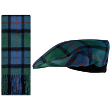 Lambswool Flat Cap and Scarf Set Flower of Scotland Tartan One Size Elasticated Band Men Women Comfort Fit Scottish Gifts for Women Men's Accessories