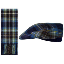 Lambswool Flat Cap and Scarf Set Holyrood Modern Tartan One Size Elasticated Band Men Women Comfort Fit Scottish Gifts for Women Men's Accessories
