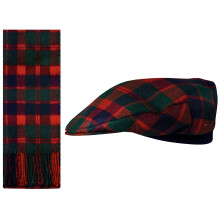 Lambswool Flat Cap and Scarf Set Glasgow City Tartan One Size Elasticated Band Men Women Comfort Fit Scottish Gifts for Women Men's Accessories