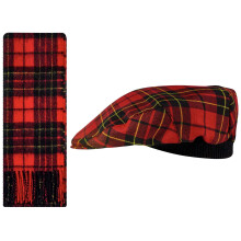 Lambswool Flat Cap and Scarf Set Brodie Modern Tartan One Size Elasticated Band Men Women Comfort Fit Scottish Gifts for Women Men's Accessories