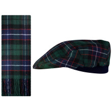 Lambswool Flat Cap and Scarf Set Russell Modern Tartan One Size Elasticated Band Men Women Comfort Fit Scottish Gifts for Women Men's Accessories