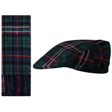 Lambswool Flat Cap and Scarf Set Scottish National Tartan One Size Elasticated Band Men Women Comfort Fit Scottish Gifts for Women Men's Accessories
