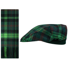 Lambswool Flat Cap and Scarf Set Ross Hunting Modern Tartan One Size Elasticated Band Men Women Comfort Fit Scottish Gifts for Women Men's Accessories