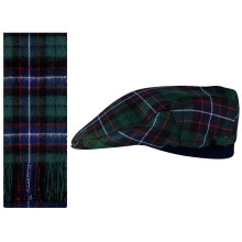 Lambswool Flat Cap and Scarf Set Galbraith Modern Tartan One Size Elasticated Band Men Women Comfort Fit Scottish Gifts for Women Men's Accessories
