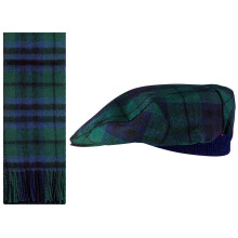 Lambswool Flat Cap and Scarf Set Austin Modern Tartan One Size Elasticated Band Men Women Comfort Fit Scottish Gifts for Women Men's Accessories