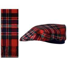 Lambswool Flat Cap and Scarf Set MacFarlane Modern Tartan One Size Elasticated Band Men Women Comfort Fit Scottish Gifts for Women Men's Accessories