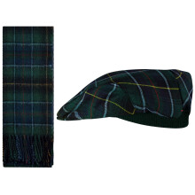 Lambswool Flat Cap and Scarf Set MacInnes Modern Tartan One Size Elasticated Band Men Women Comfort Fit Scottish Gifts for Women Men's Accessories