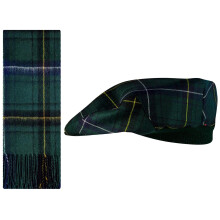 Lambswool Flat Cap and Scarf Set Henderson Modern Tartan One Size Elasticated Band Men Women Comfort Fit Scottish Gifts for Women Men's Accessories