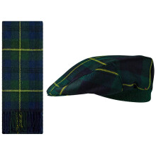 Lambswool Flat Cap and Scarf Set Johnstone Modern Tartan One Size Elasticated Band Men Women Comfort Fit Scottish Gifts for Women Men's Accessories