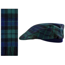Lambswool Flat Cap and Scarf Set MacKay Modern Tartan One Size Elasticated Band Men Women Comfort Fit Scottish Gifts for Women Men's Accessories